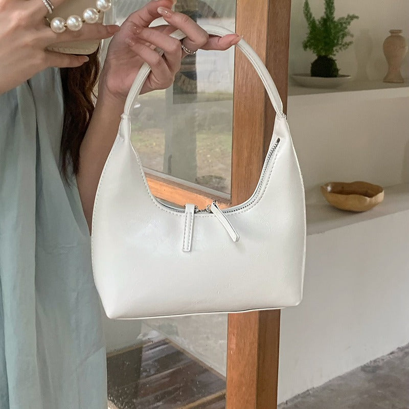 French Silver Textured Armpit Bag