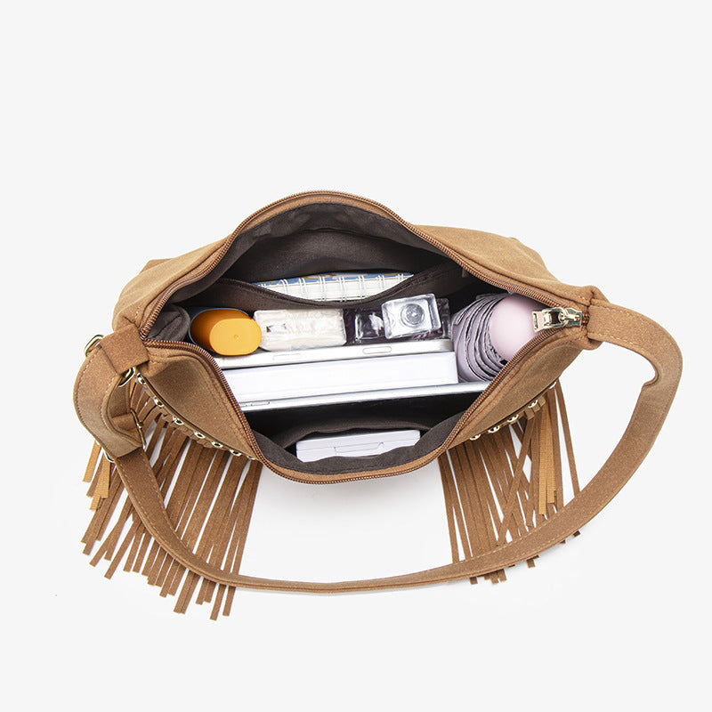 2025 autumn new cross-border simple large-capacity willow tote messenger bag fashionable retro underarm women's bag tide