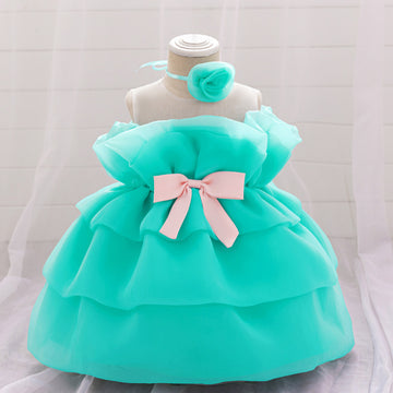 Cross-border new children's princess dress girls' year-old dress tube top dress mesh pleated rose dress
