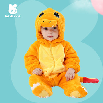 Autumn new 0-3 year old baby flannel single-layer styling clothes small dinosaur three-dimensional tail one-piece Romper