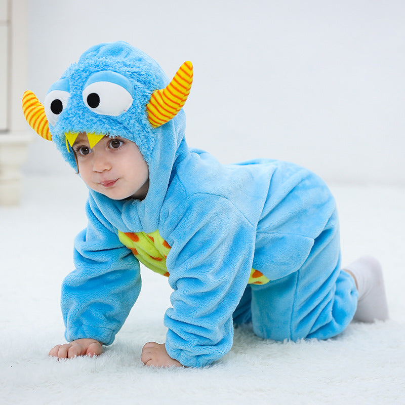 Autumn new baby flannel single-layer shape onesie Romper cartoon little monster shape onesie