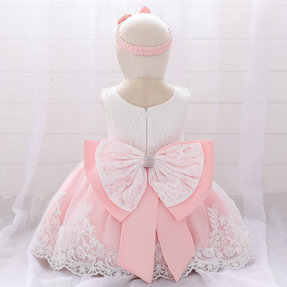 Amazon baby full moon dress children's dress princess lace bow baby dress lace