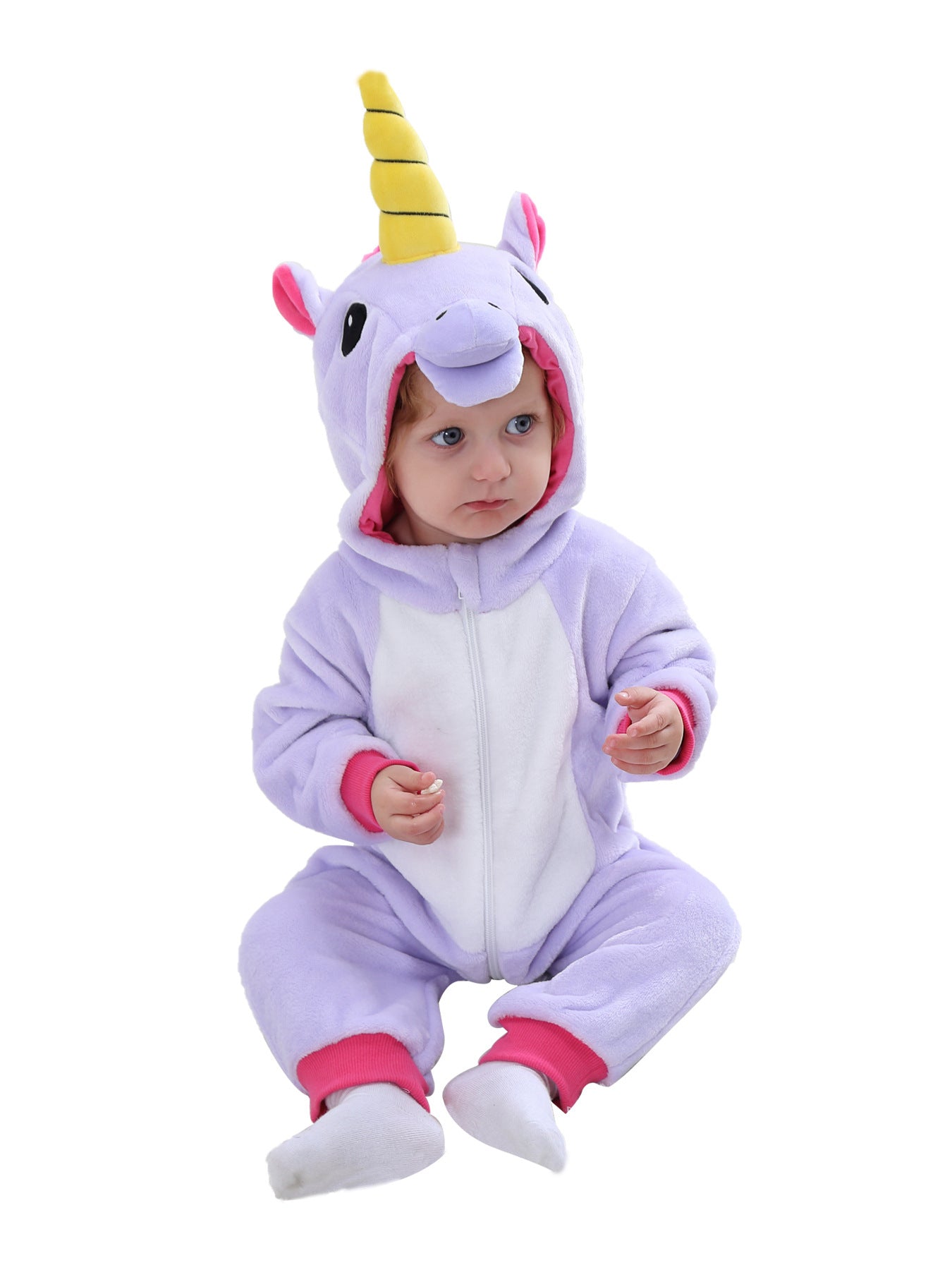 Qile Rabbit Spring New 0-2 Year Old Baby Pony Unicorn Shaping Single Layer Romper Children's Clothing H3341