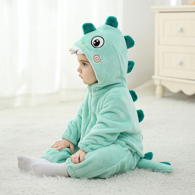 Qile Rabbit Spring and Autumn New Infant and Toddler Cute Styling Clothing 0-5 Year Old Baby Multi-colored Dinosaur Single Layer Romper