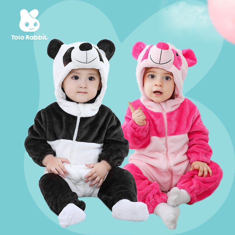 Infant and toddler treasure outing clothing wholesale flannel three-dimensional personalized cartoon shape animal one-piece Romper