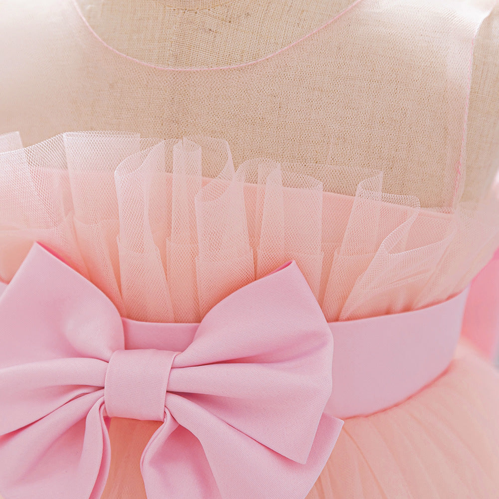 AliExpress new girls' dress baby's first birthday party will wash the dress and gradually change the color wedding flower girl princess dress