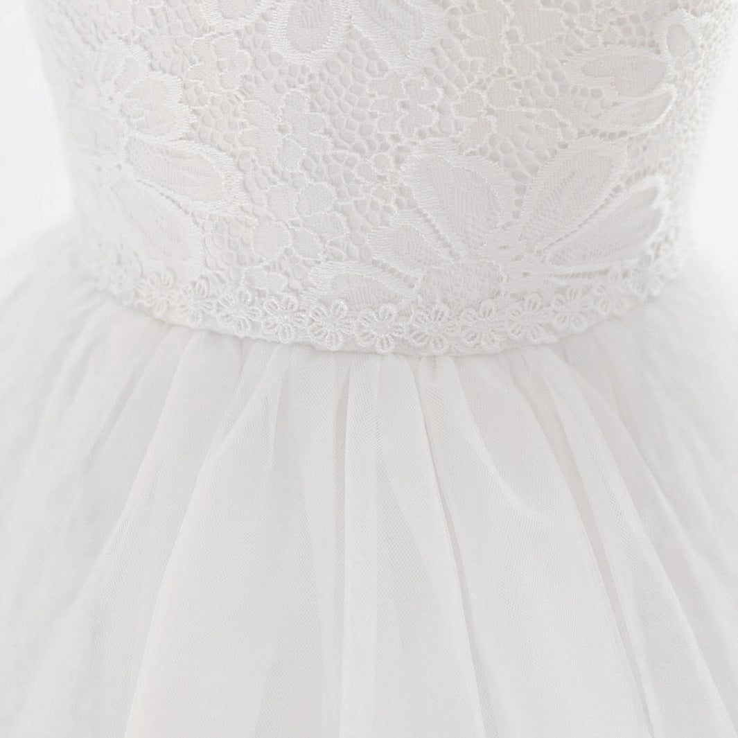 White children's dress 2025 new princess dress banquet fashion dress host piano performance clothes