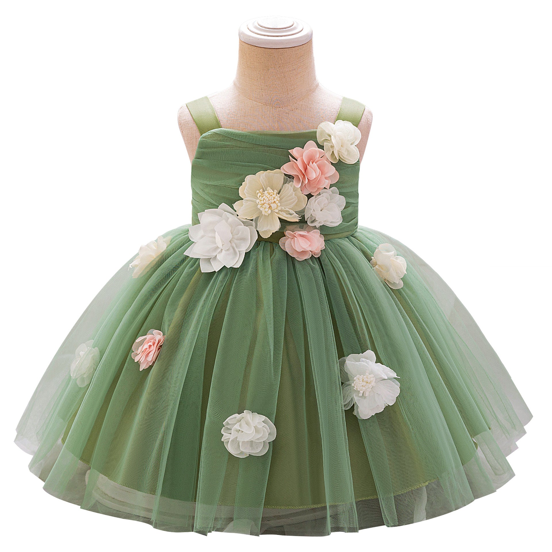 2024 New Girls Princess Dress Children's Dress Birthday Party Dress Flower Girl Dress Mesh Elf Skirt