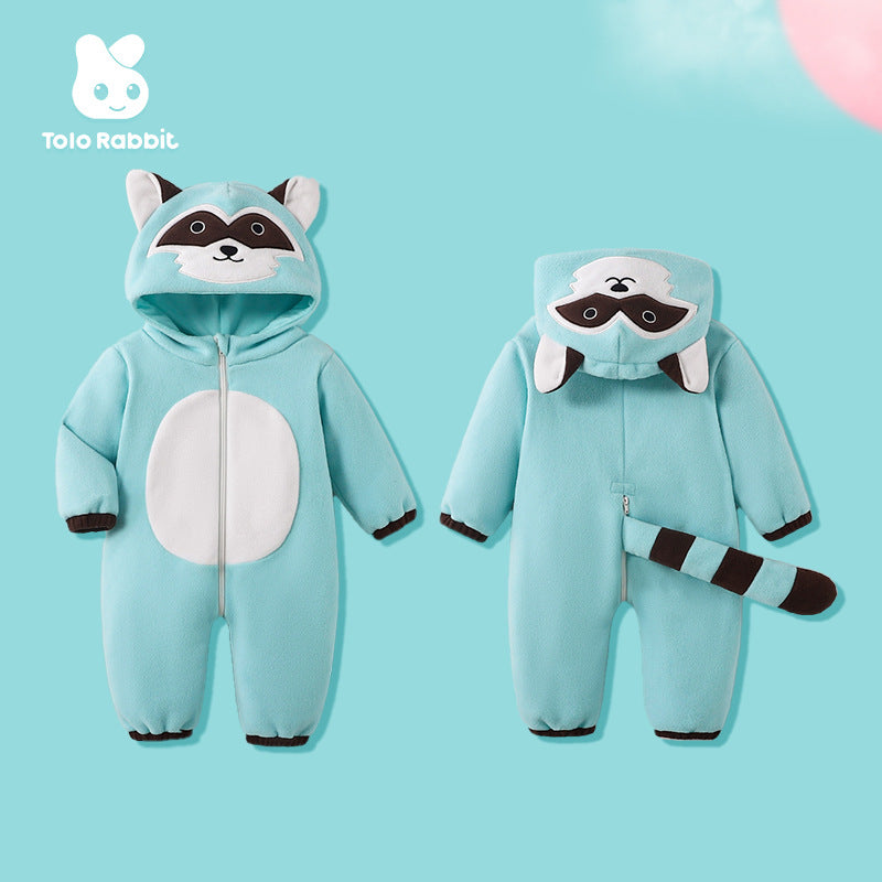 Qile Rabbit Autumn New 0-3 Year Old Baby Animal Shaped One-piece Romper Red Panda Shaped One-piece Romper
