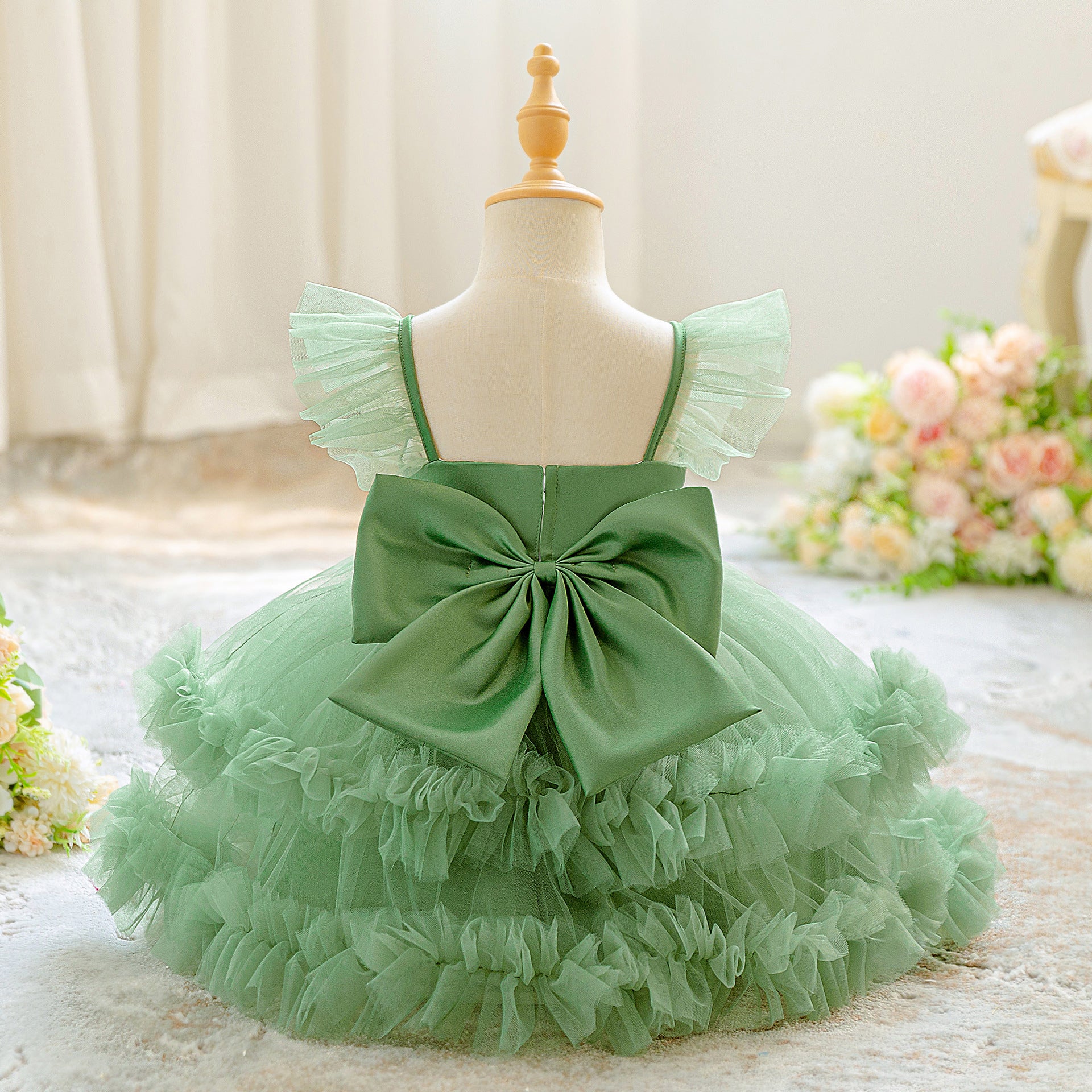 New cross-border children's performance dress, lace princess dress, festive tutu skirt, gauze skirt, one-year-old dress dress, performance dress