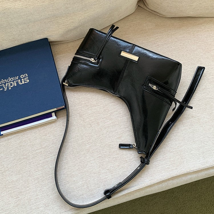 Korean niche Spice Girl Style Y2K trendy cool shoulder bag underarm dumpling bag feeling black versatile crescent bag woman