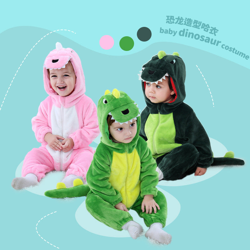 Qile Rabbit Spring and Autumn Styling Clothing Infant Cute Multicolor Dinosaur Three-dimensional Tail onesie H3340