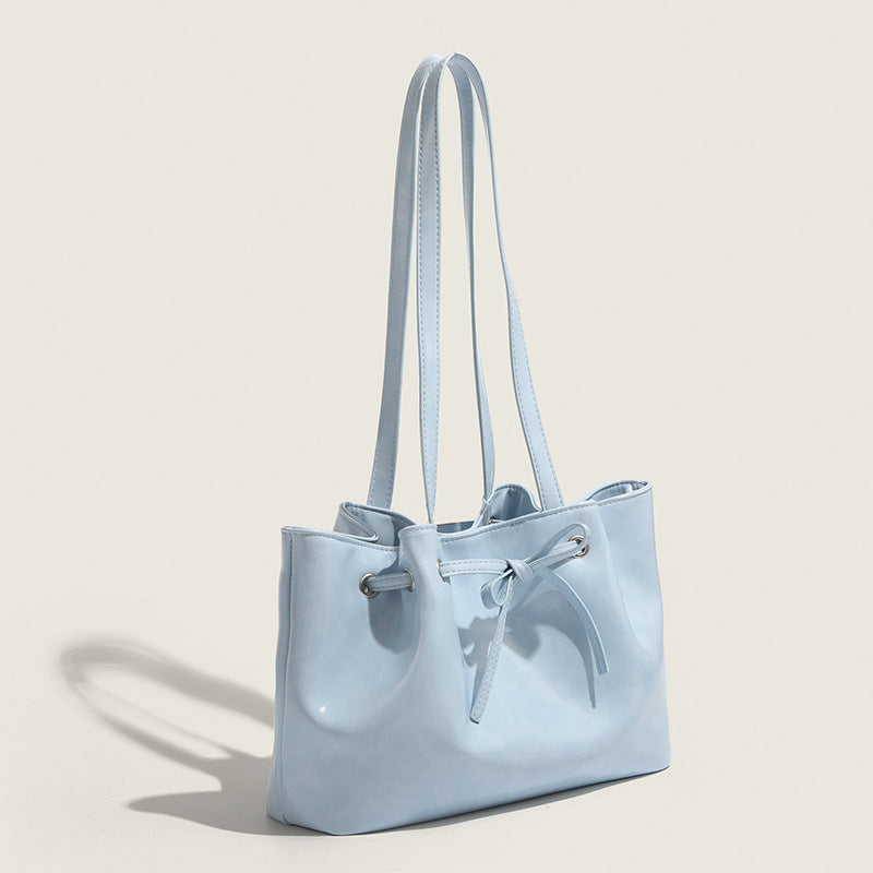 Korean version ins dumpling bag women's autumn and winter bow drawstring bucket bag bag fashionable versatile portable shoulder armpit bag