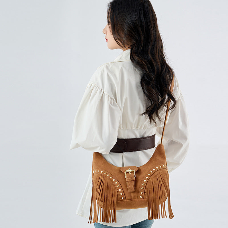 2025 autumn new cross-border simple large-capacity willow tote messenger bag fashionable retro underarm women's bag tide