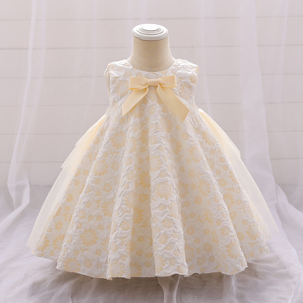 AliExpress Baby Dress Embossed Candy Bow Dress Baby Birthday Party Princess Dress