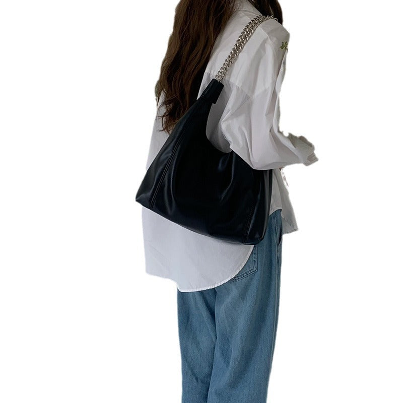 Korean Soft Leather Chain Tote Bag