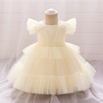 Amazon new girls small fly sleeve dress princess dress, baby first birthday dress girl dress