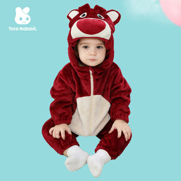 Autumn new baby flannel comfortable styling Romper cute bear styling one-piece Romper