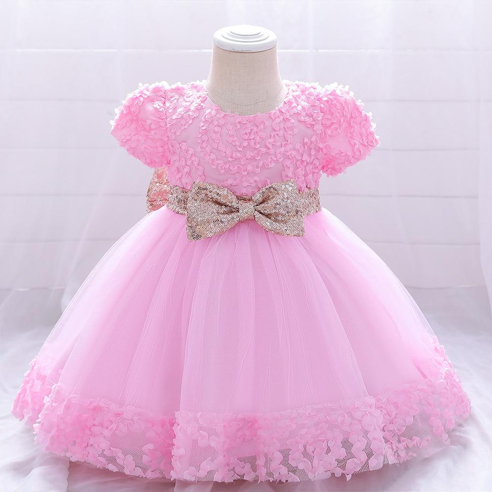 Amazon Foreign Trade Baby Birthday Dress Birthday Party Girls Dress Dress Mesh Bow Princess Photography Dress