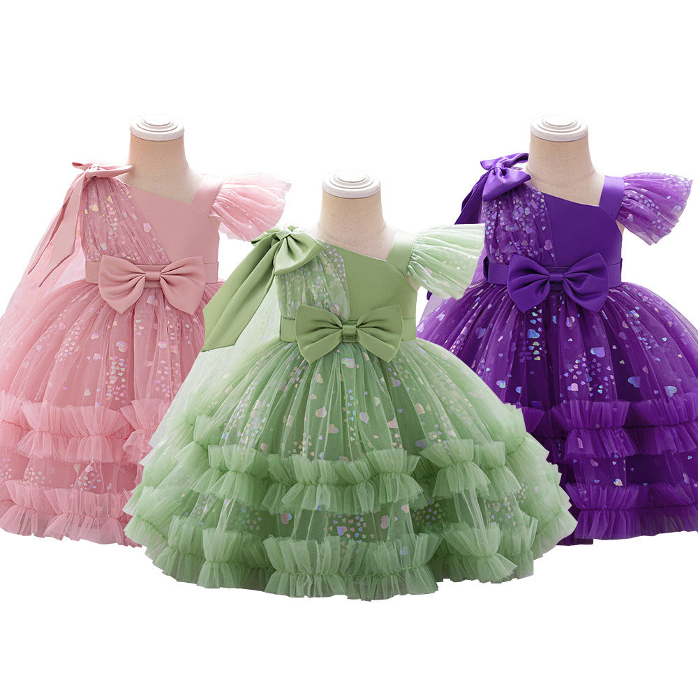 New baby girl children's dress sequined fluffy yarn princess dress, girl dress 1-5 years old kids dress