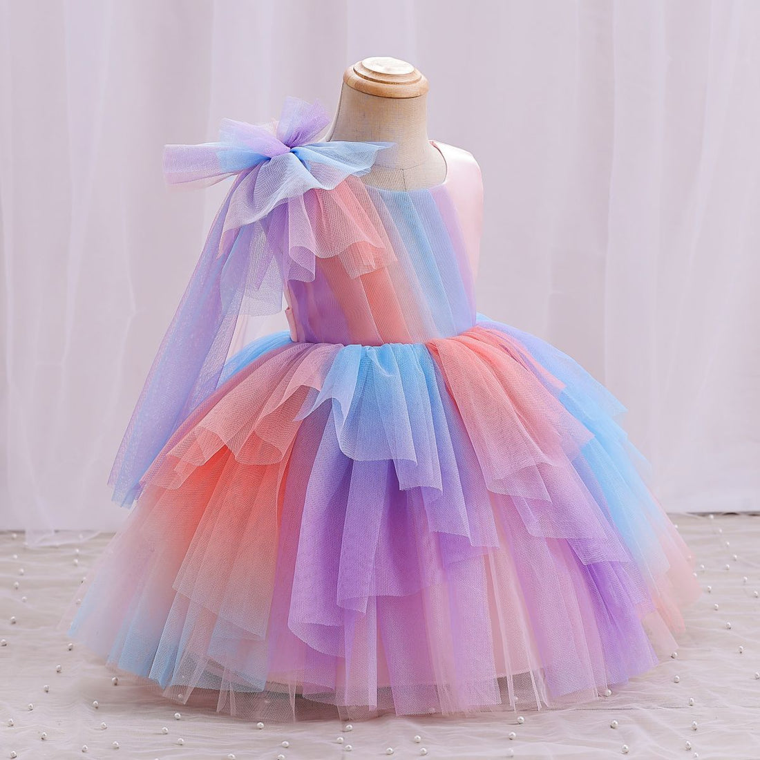 princess dress high-end little girl colorful gradual change birthday evening dress