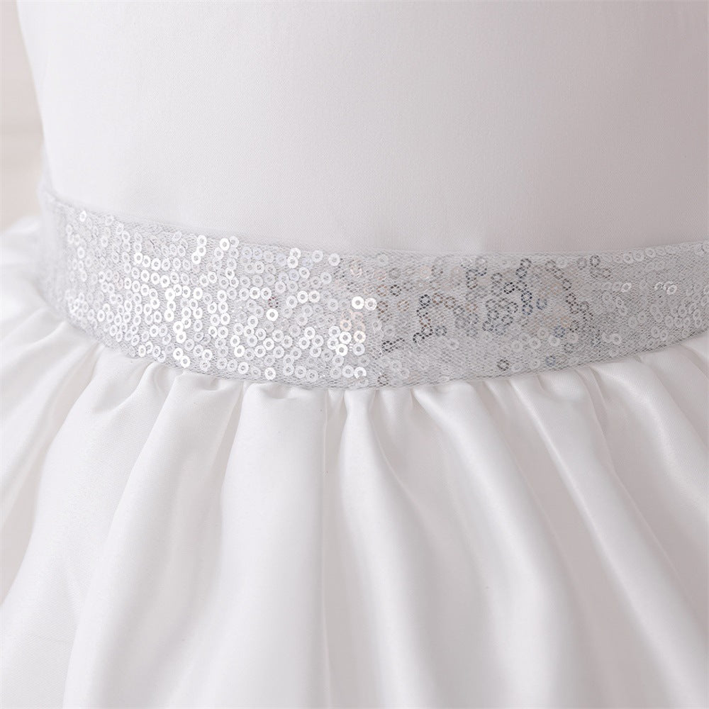 Cross-border summer new children's princess dress flower girl princess dress off-the-shoulder dress cake dress solid color skirt