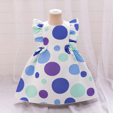 Cross-border new baby 100-day grab week wash dress girls printed satin dress baby first birthday princess dress