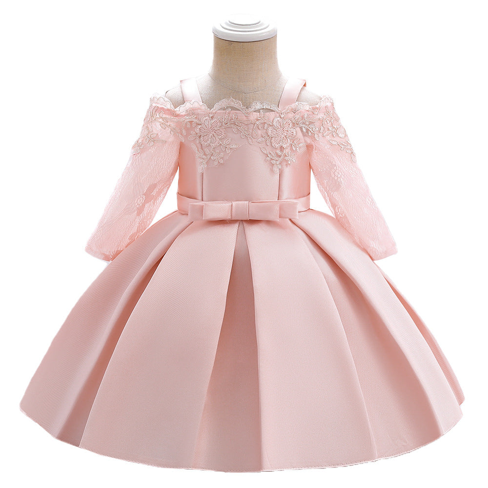 European and American foreign trade new baby dress princess lace bow baby dress one-year-old dress female treasure