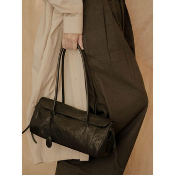 Premium single shoulder armpit bag large capacity black baguette bag women's 2025 early autumn niche portable big bag