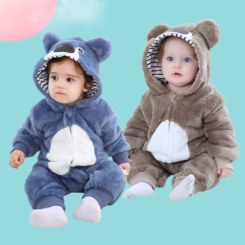 Spring and Autumn New Bear Shaped One-piece Romper Flannel Children's Clothes Qile Rabbit Children's Clothing H2353