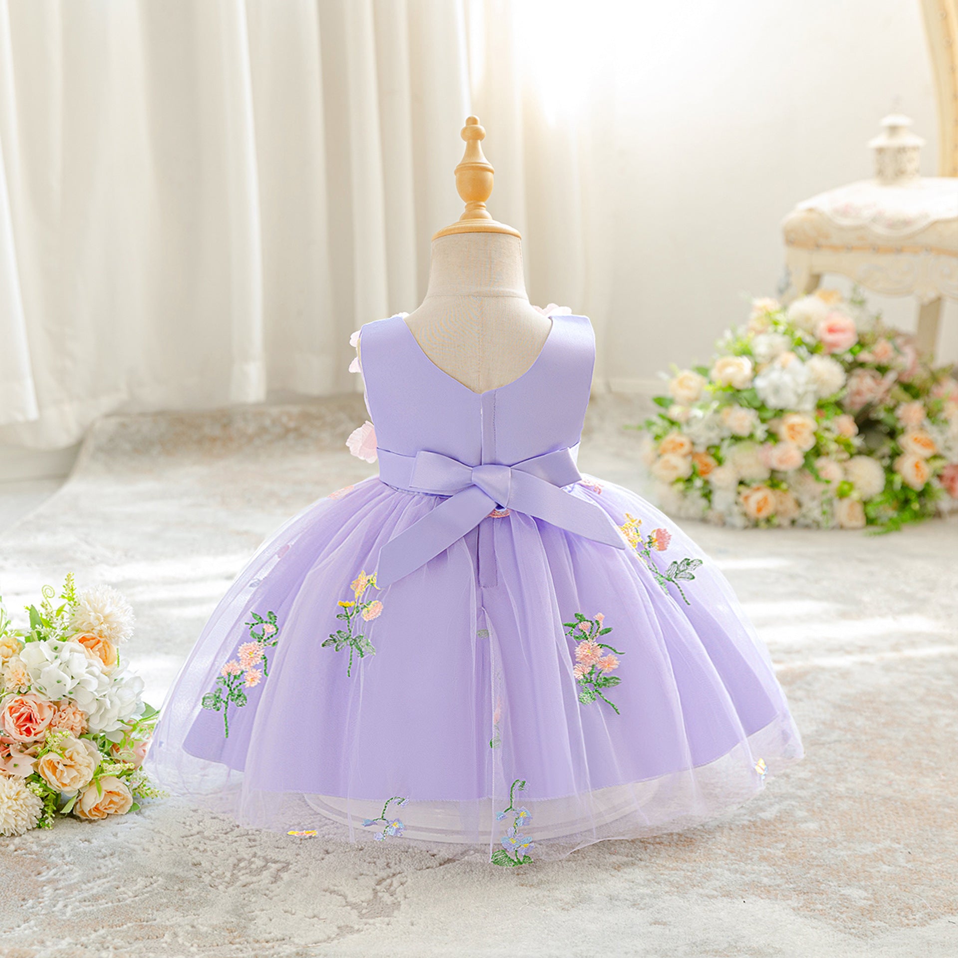 Children's fairy elf princess skirt girls light luxury high-end birthday catwalk campus host fluffy mesh skirt