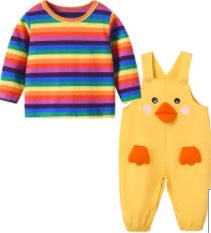 Qile Rabbit Autumn New Infant and Toddler Comfortable Styling Strap Romper Small Yellow Duck Strap Romper