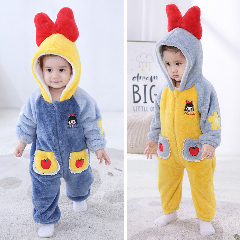 Qile Rabbit Autumn New 0-3 Year Old Infant Baby Cute Little Girl Embroidered One-piece Climbing Clothing Styling Clothing