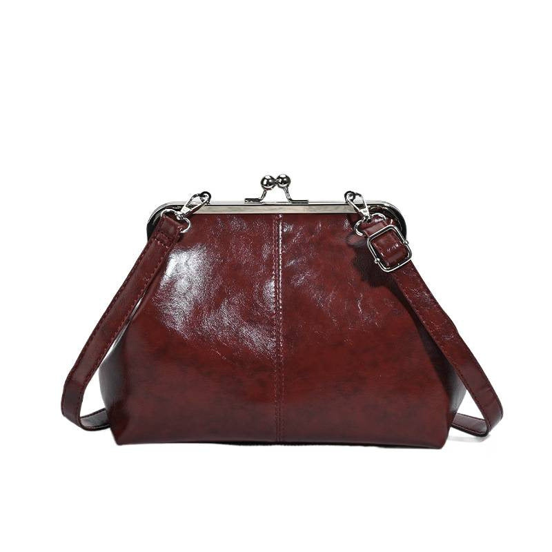 Japan and South Korea cross-border solid color clip bag fashionable new versatile commuter handbag bucket bag shoulder messenger bag