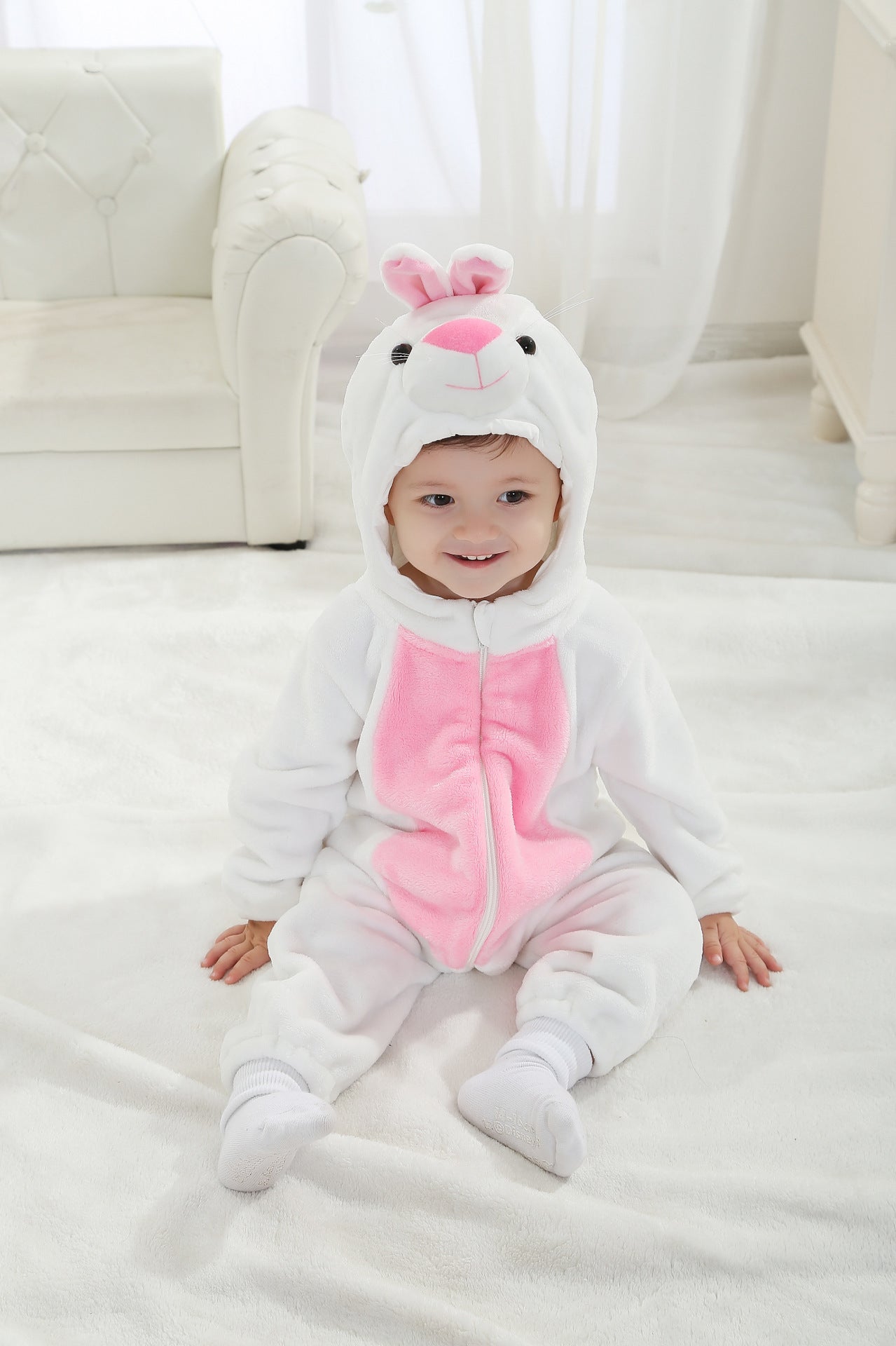 Qile Rabbit autumn new baby outing clothes wholesale flannel three-dimensional shape one-piece Romper Total link