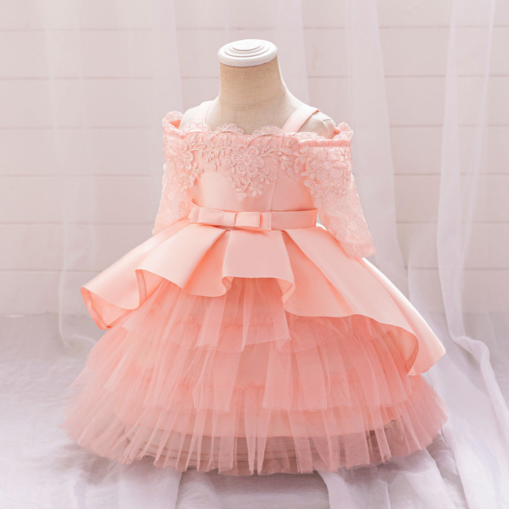Cross-border new girls' birthday dress baby princess dress birthday party flower girl dress little girl cake skirt