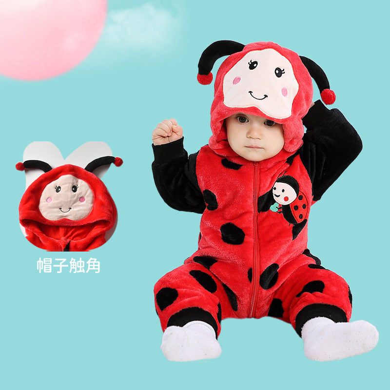 Qile Rabbit Autumn New Infants and Toddlers Two-color Cartoon Animal Trend Fashion Styling Single-layer Comfortable Romper