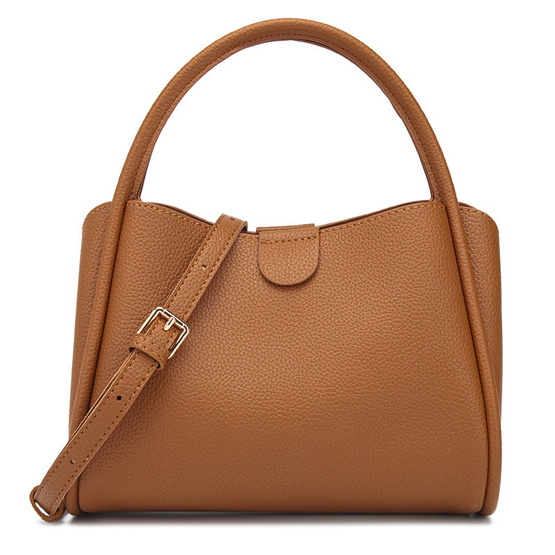 Korean retro style simple and versatile vegetable basket handbag women's 2025 new large-capacity messenger bucket bag