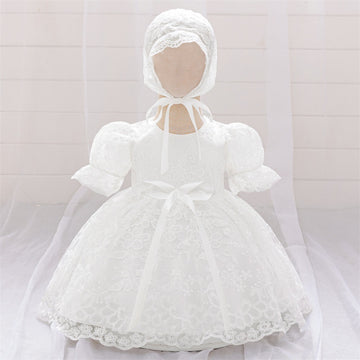 2024 New Girls' Wash Dress White Children's Dress Mesh Princess Dress Lace Embroidered Dress Yearly Dress