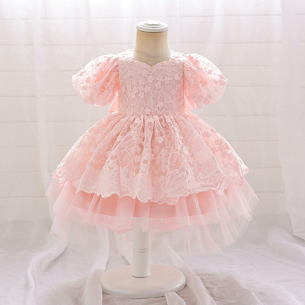 Amazon's new baby dress birthday party princess dress bubble embroidered mesh sweet tutu skirt