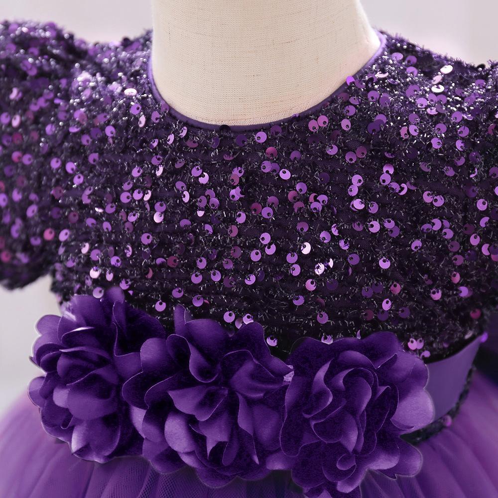 Foreign trade new baby girl dress, sequined tutu dress, female treasure mesh party catwalk dress, birthday banquet dress
