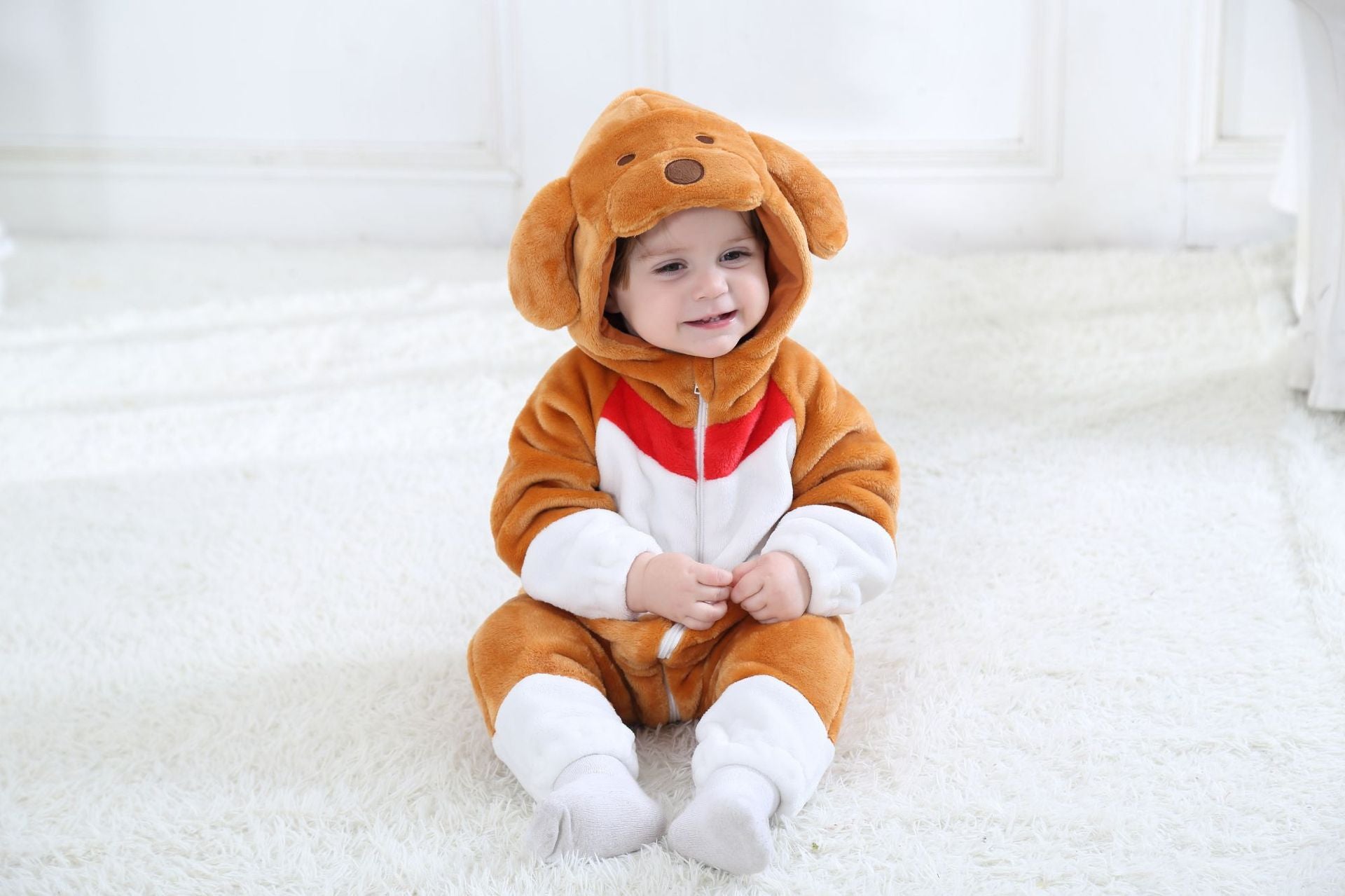 Qile Rabbit autumn new baby outing clothes wholesale flannel three-dimensional shape one-piece Romper Total link