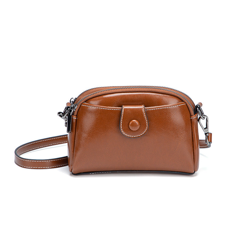 Retro Oil Wax Crossbody Bag – Stylish & Compact