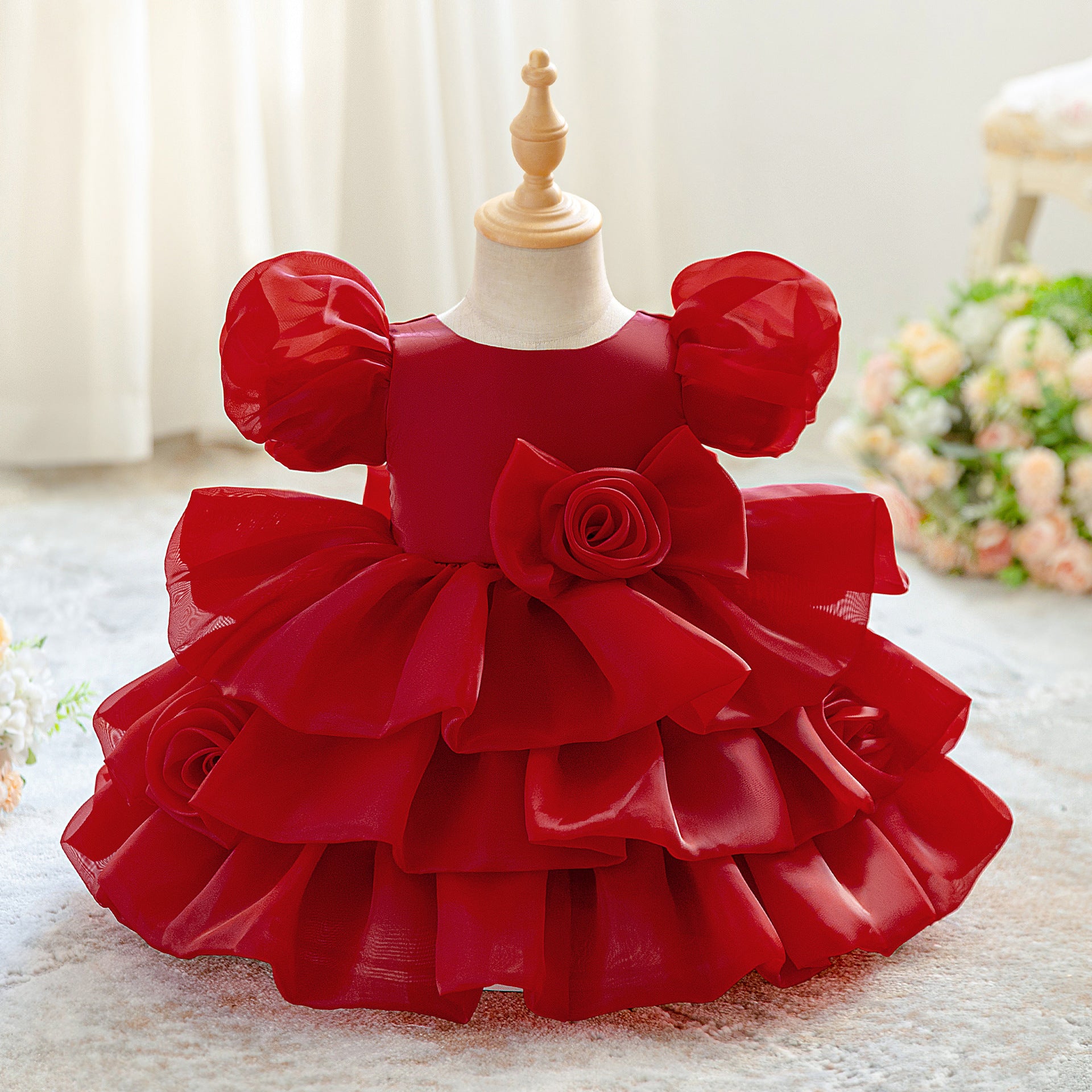 European, American Amazon Girls' Year Dress Dress Baby Fluffy Cake Dress Children's Flower Princess Dress Banquet Dress