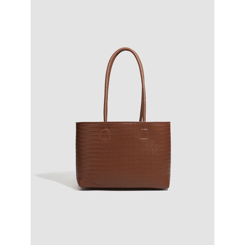 Large capacity retro tote bag bucket woven bag commuter versatile new handbag casual shoulder bag bag