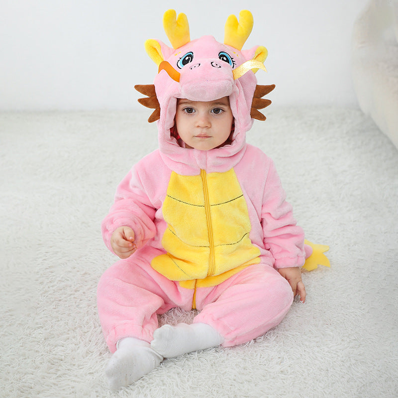 Qile Rabbit autumn new 0-3 year old baby comfortable single-layer styling Romper auspicious dragon styling one-piece Romper