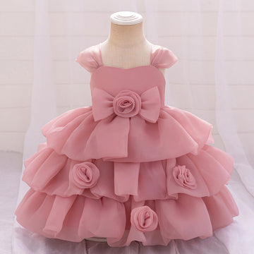 Children's evening dress flower girl wedding little girl fluffy mesh skirt girls year old princess skirt host performance clothes
