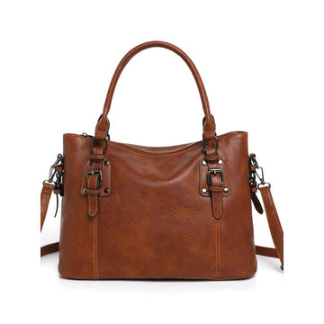 Foreign trade cross-border Europe, America, autumn and winter fashion trends, portable tote soft leather large-capacity texture retro simple shoulder bag