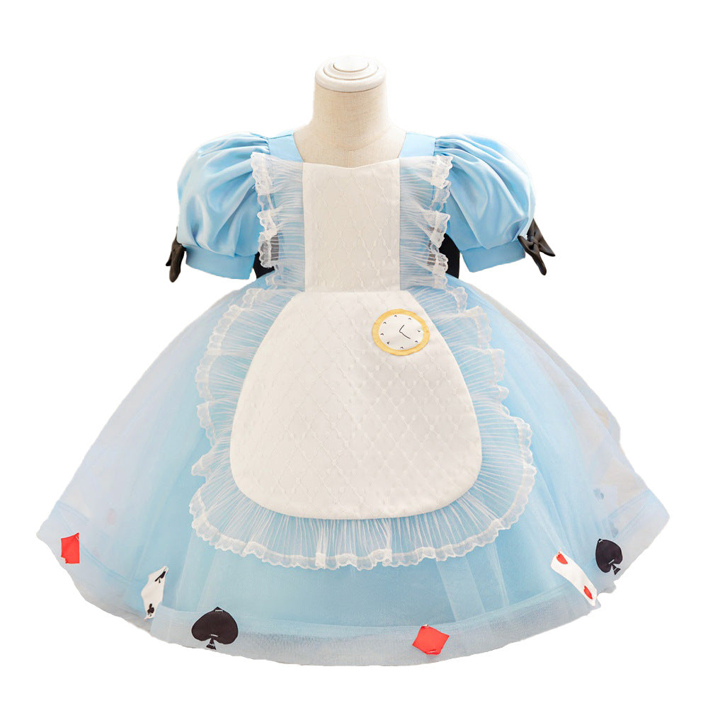 Amazon's new baby's first birthday party wash dress lace mesh splicing Lolita puffy princess dress
