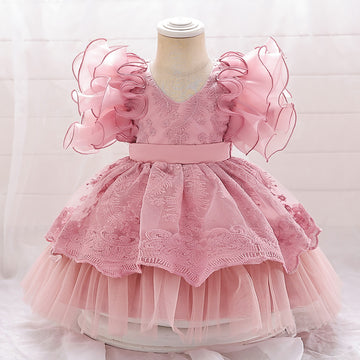 Princess dress girls clothes pink baby girl summer birthday dress children girls skirt puffy gauze skirt